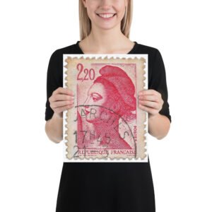 Vintage 1980 France Marianne Stamps Poster