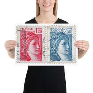 Vintage 1984 France Marianne Stamps Poster