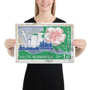 Vintage 1975 France Haute Normandie Stamp Poster