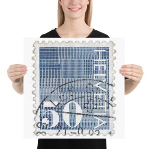 Vintage 1982 Switzerland Helvetia 50 Stamp Poster