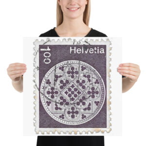 Vintage 1982 Switzerland Helvetia Stamp Poster