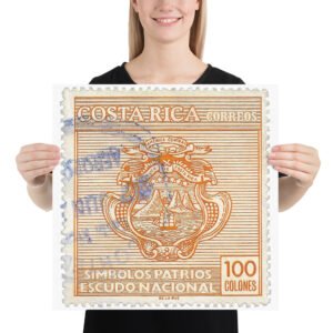 Vintage 1987 Costa Rica Patriotic Symbols Stamp Poster