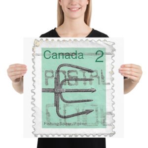 Vintage 1982 Canada Stamp of Fishing Spear Poster