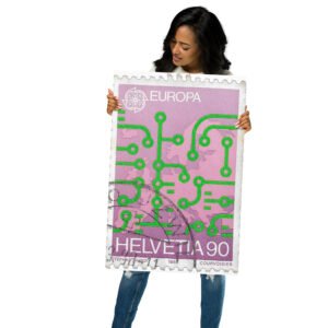 Vintage 1986 Switzerland Helvetia A90 Stamp Poster