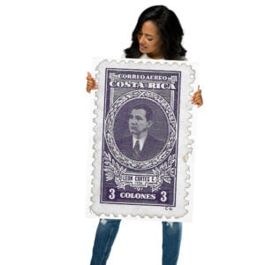 Vintage 1936 Costa Rica Leon Cortes Stamp Poster
