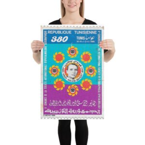 Vintage 1889 Tunisia Stamp Poster