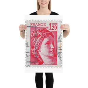 Vintage 1980 France Marianne Stamps Poster