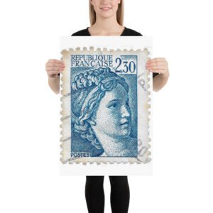 Vintage 1980 France Marianne Stamps Poster