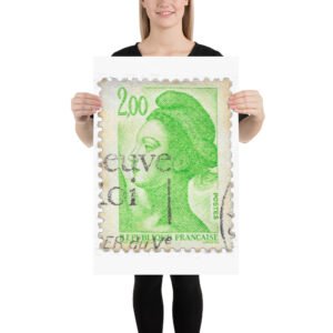 Vintage 1980 France Marianne Stamps Poster