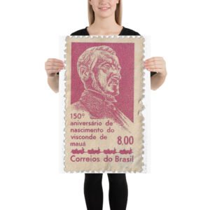 Vintage Brasil Postal 8,00 Stamp Poster