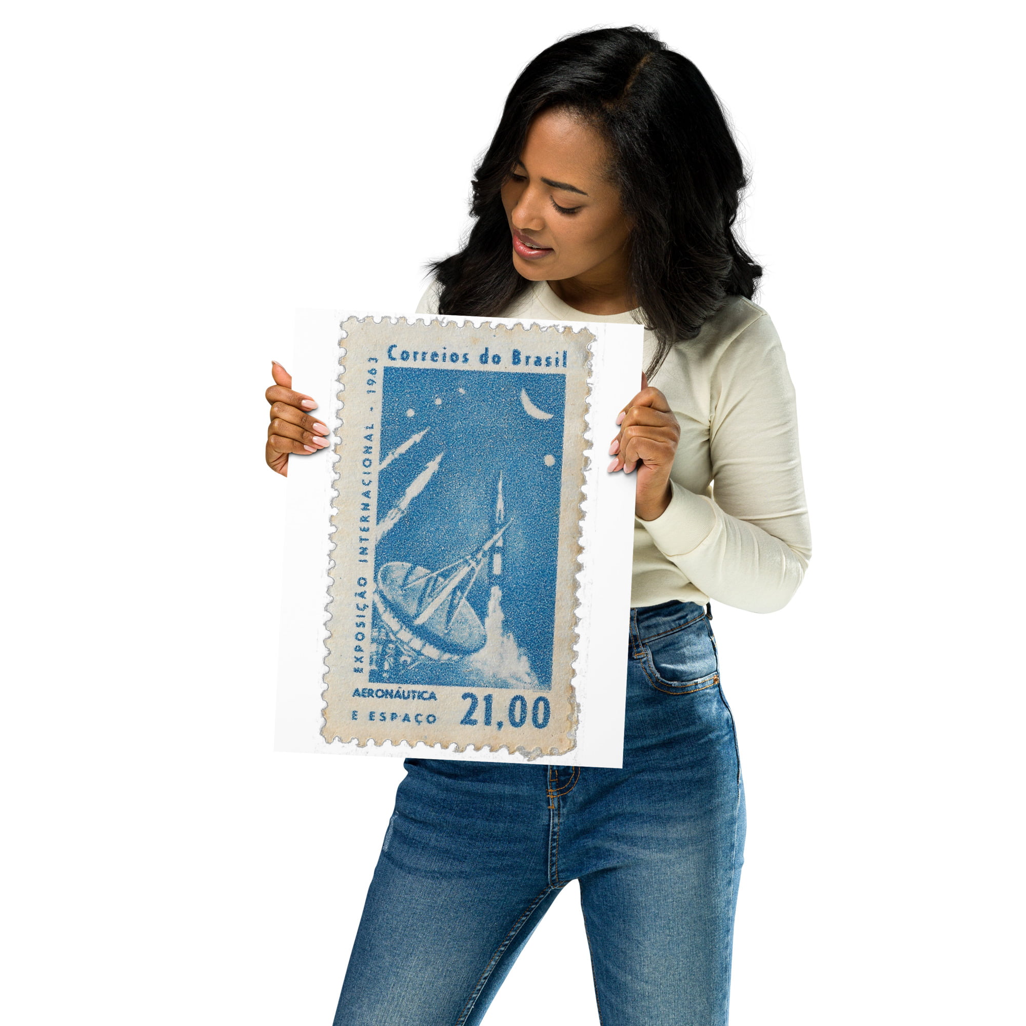 Vintage 1963 Correios do Brasil Stamp Poster - Image 2