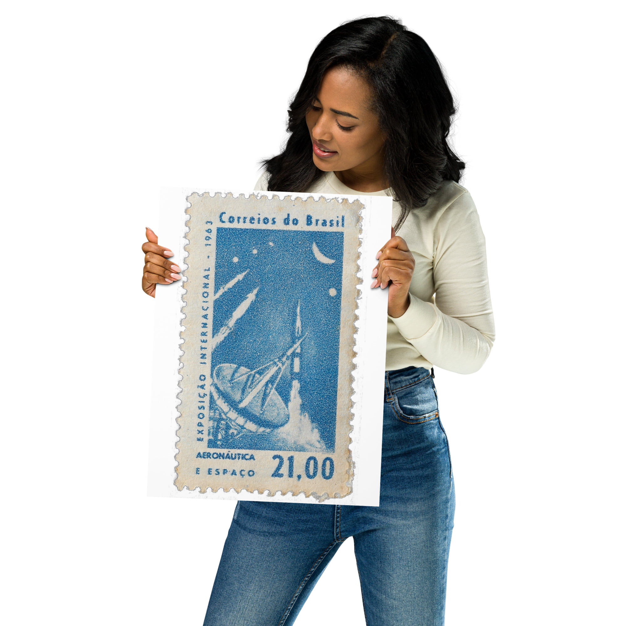 Vintage 1963 Correios do Brasil Stamp Poster - Image 3