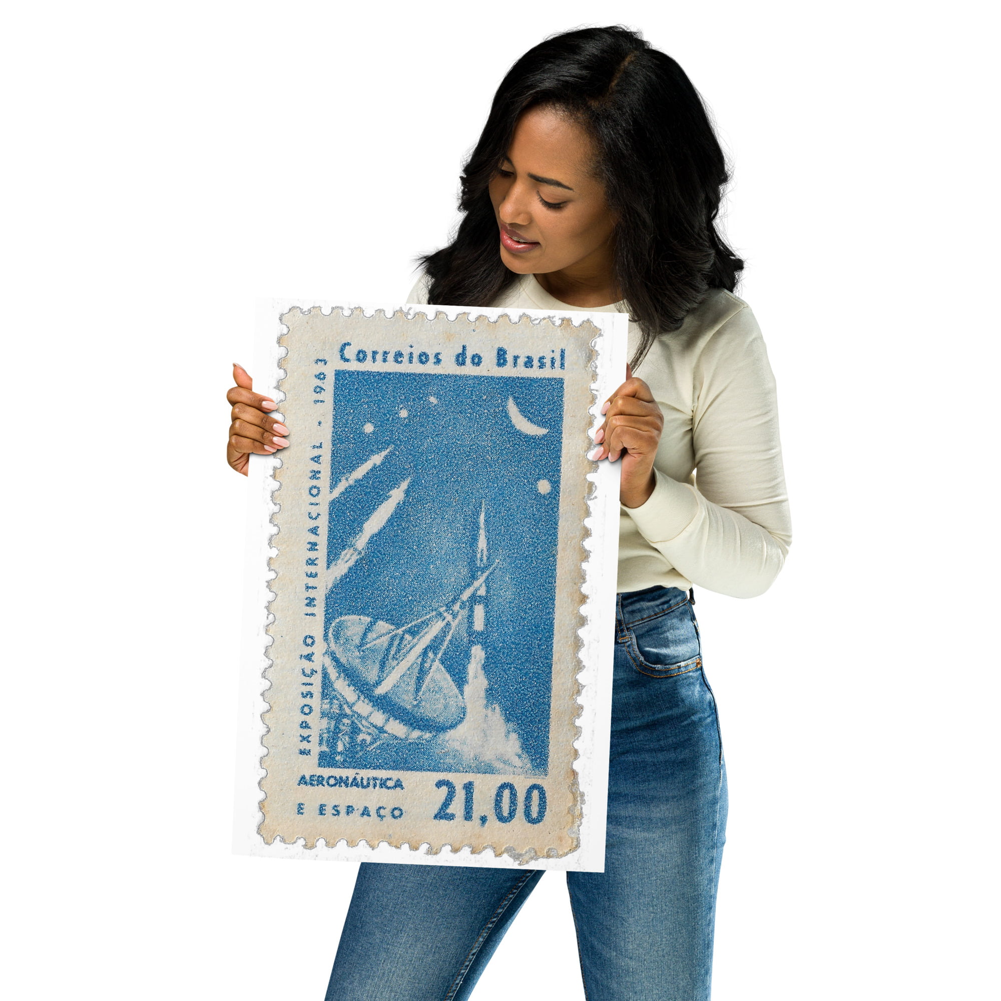 Vintage 1963 Correios do Brasil Stamp Poster - Image 4