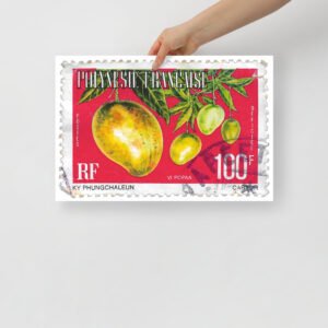 Vintage French Polynesia Stamp Poster