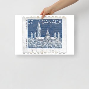 Vintage 1980 Parliament of Canada Stamp Poster