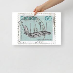 Vintage 1982 Canada Stamp of Fishing Spear Poster