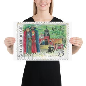 Vintage 1987 Belgium Stamp Poster