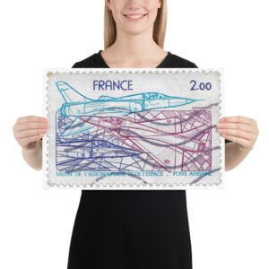 Vintage 1981 France Aeronautical & Space Show Stamp Poster