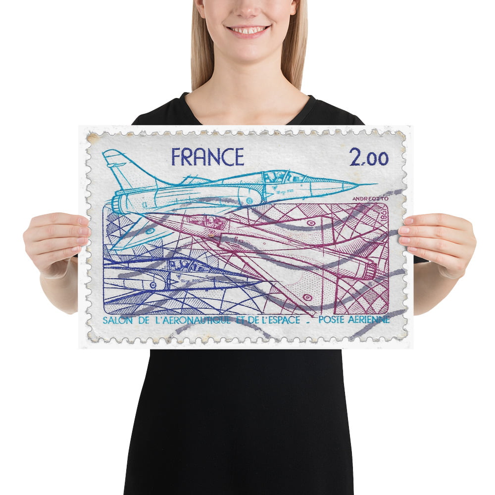 Vintage 1981 France Aeronautical & Space Show Stamp Poster