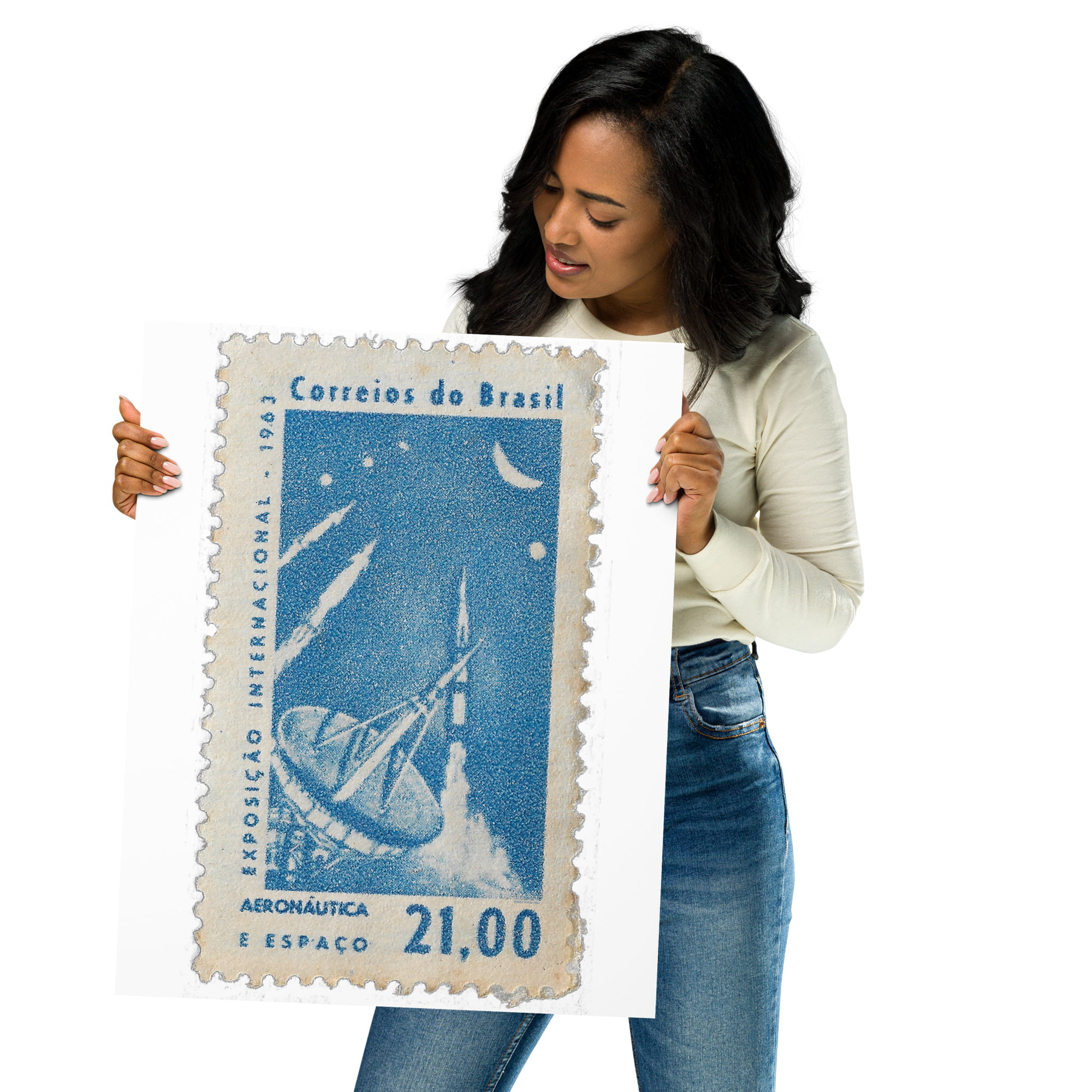 Vintage 1963 Correios do Brasil Stamp Poster - Image 5