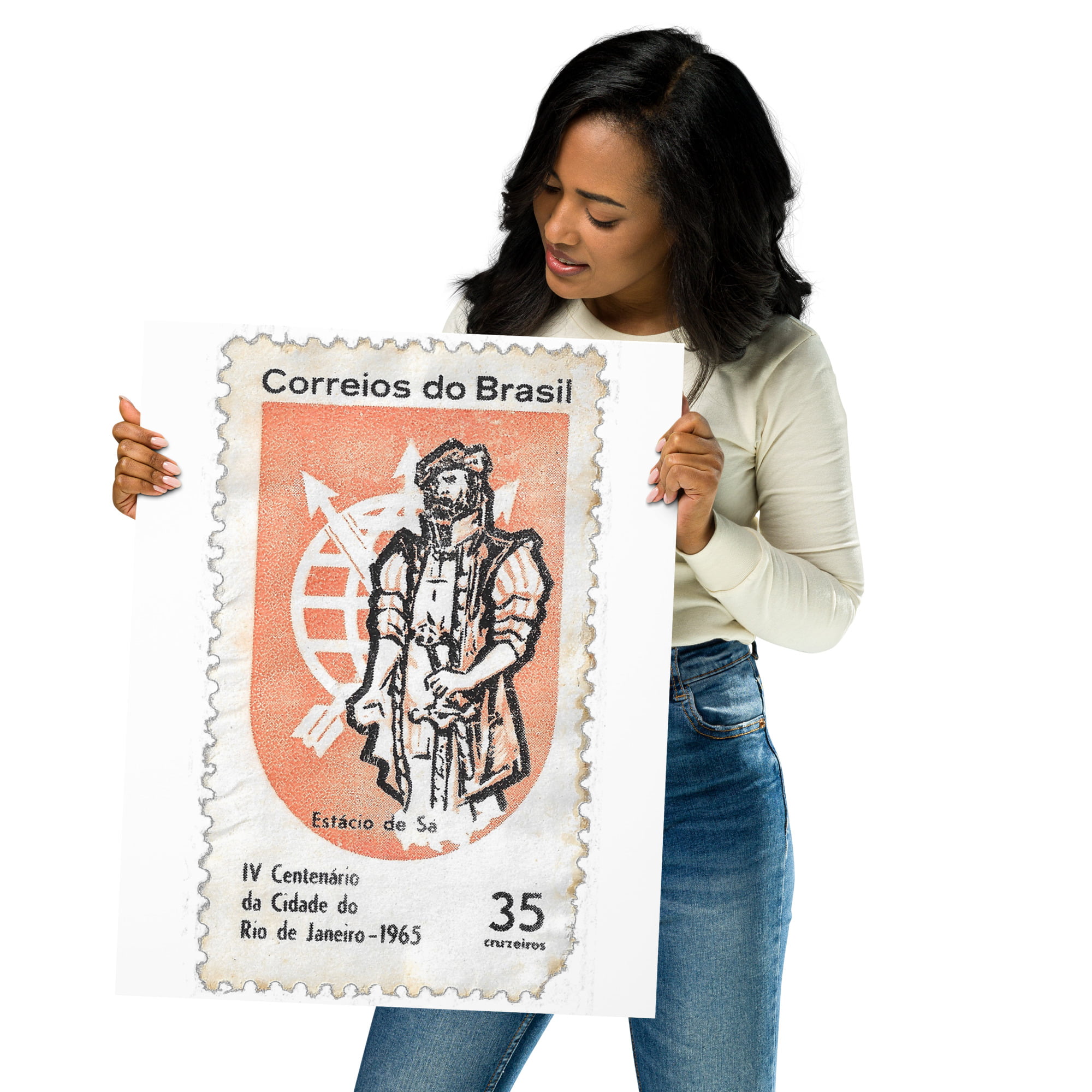 Vintage 1965 Correios do Brasil Stamp Poster - Image 5