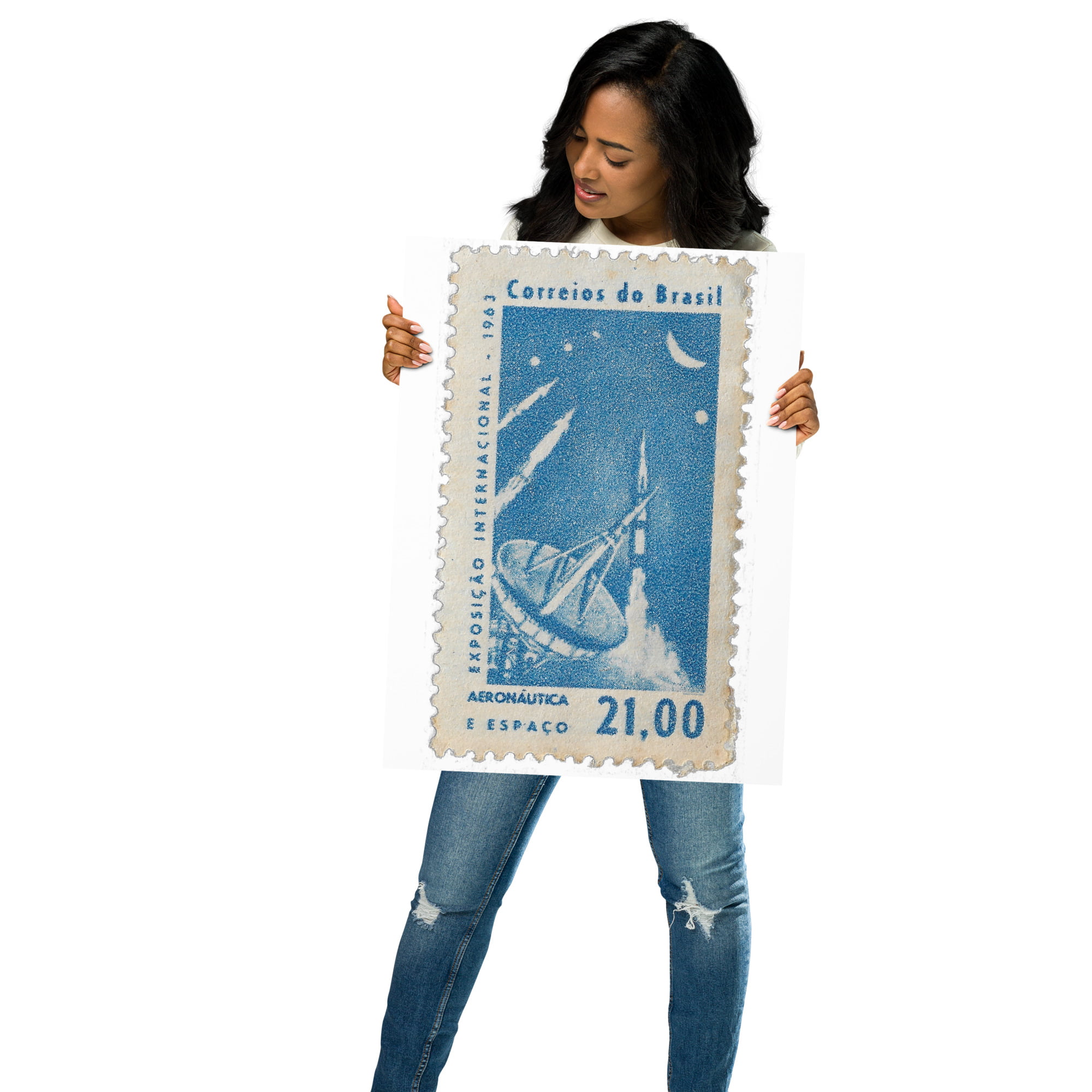 Vintage 1963 Correios do Brasil Stamp Poster - Image 6