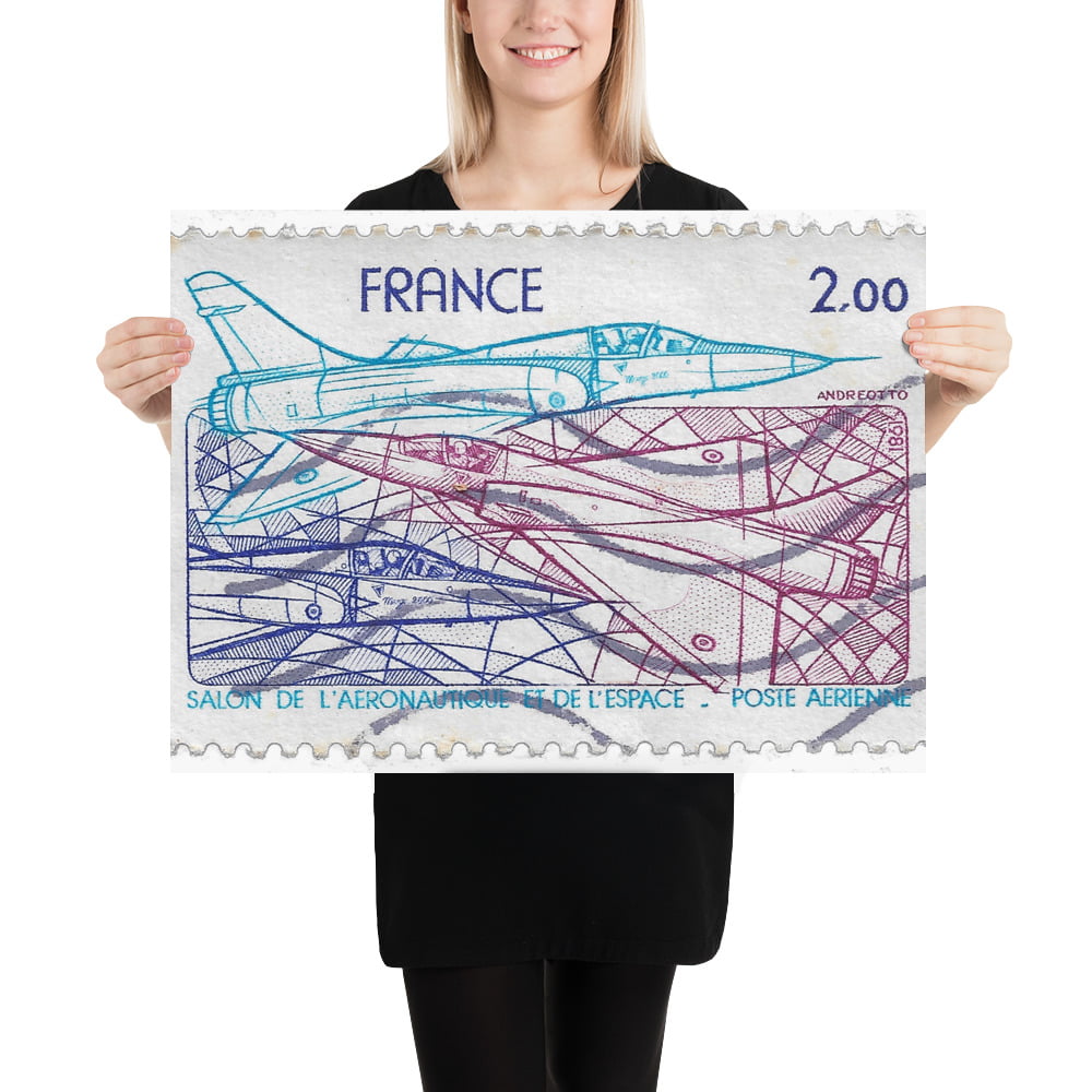 Vintage 1981 France Aeronautical & Space Show Stamp Poster - Image 2