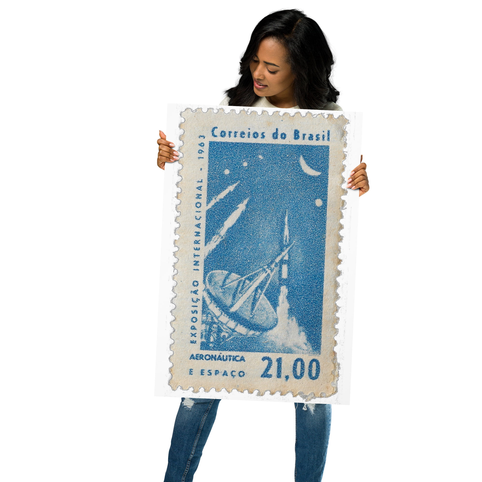 Vintage 1963 Correios do Brasil Stamp Poster