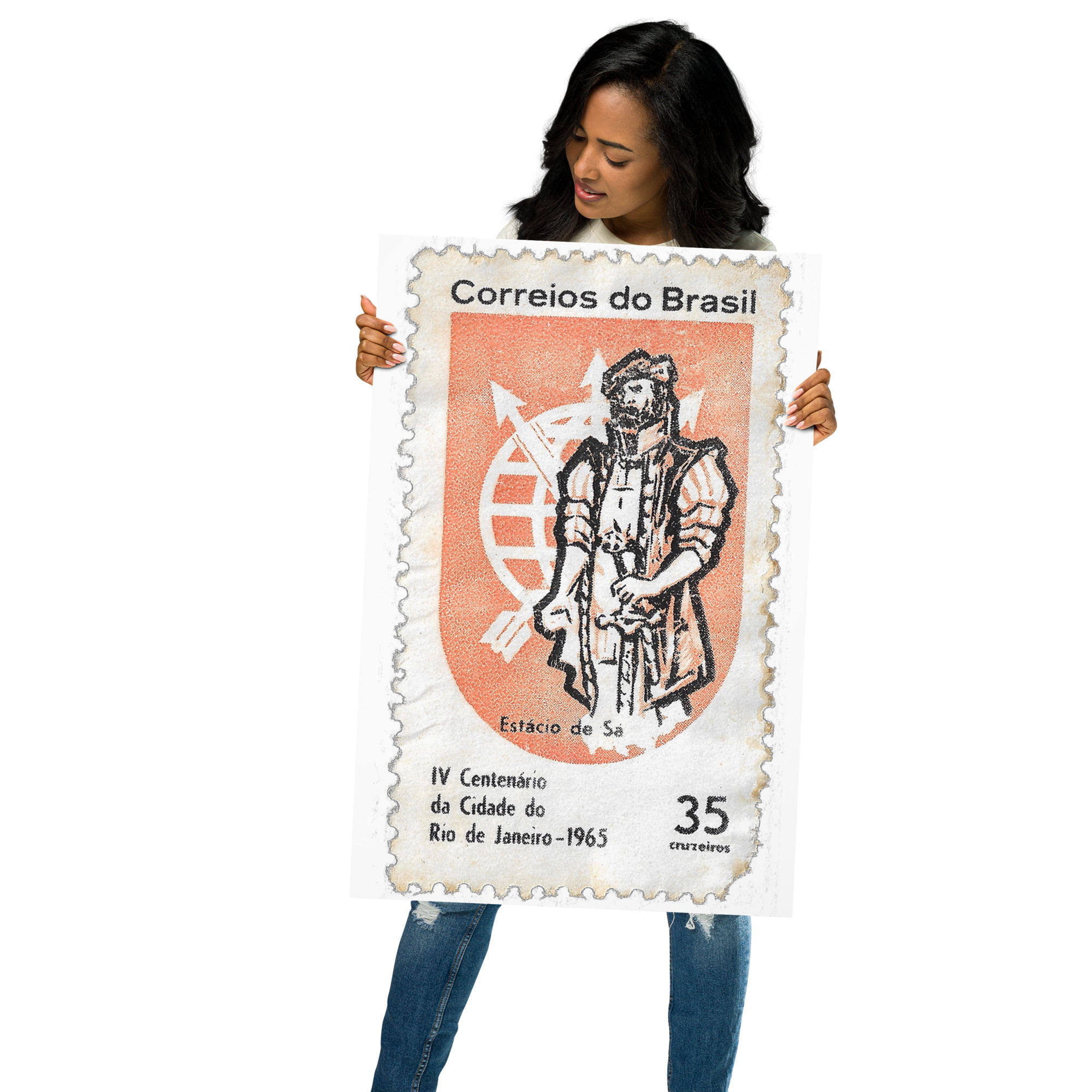 Vintage 1965 Correios do Brasil Stamp Poster