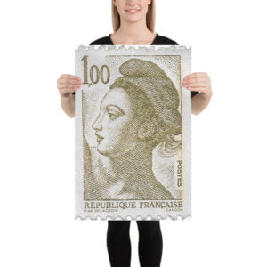 Vintage France Marianne Postal 1FE Stamp Poster