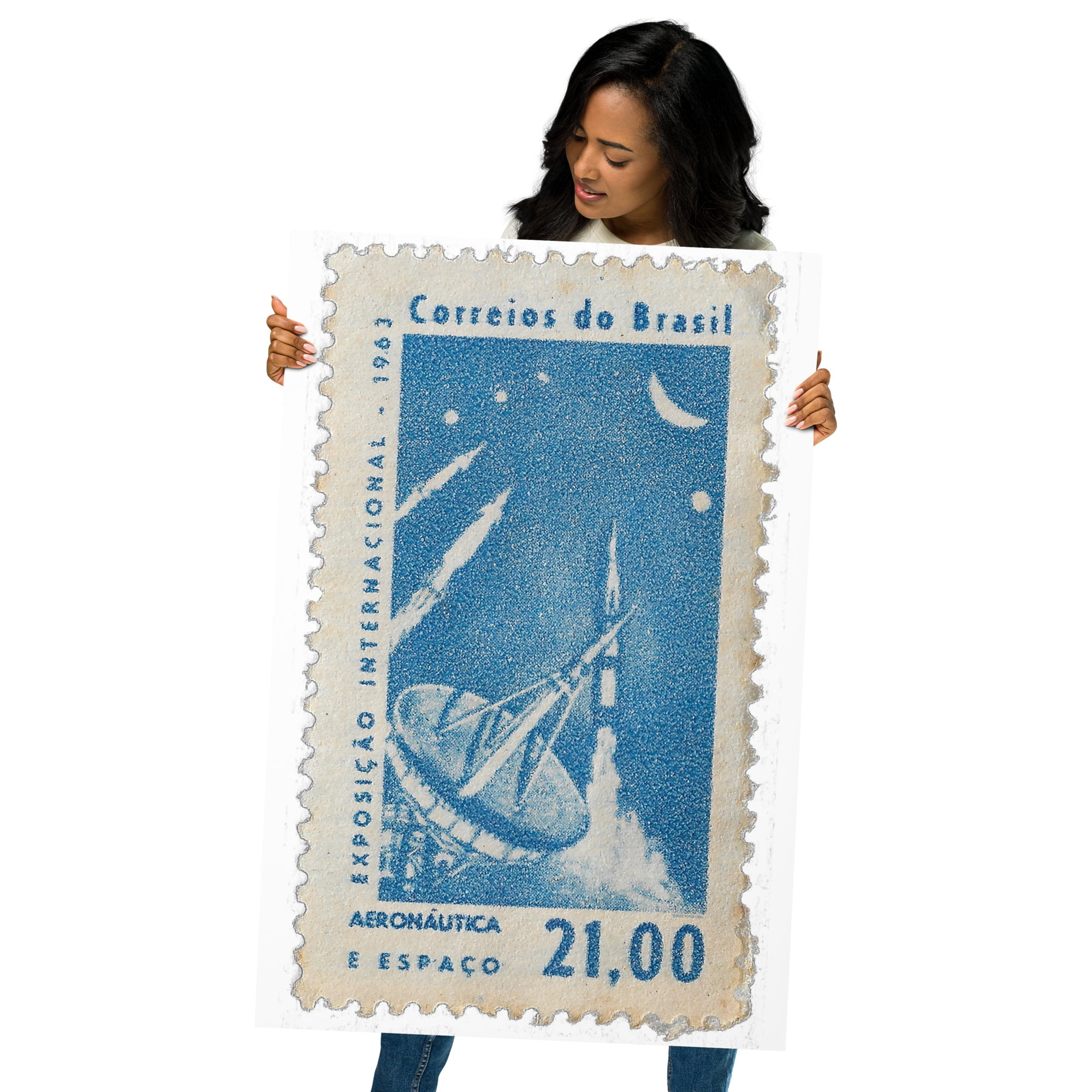 Vintage 1963 Correios do Brasil Stamp Poster - Image 7