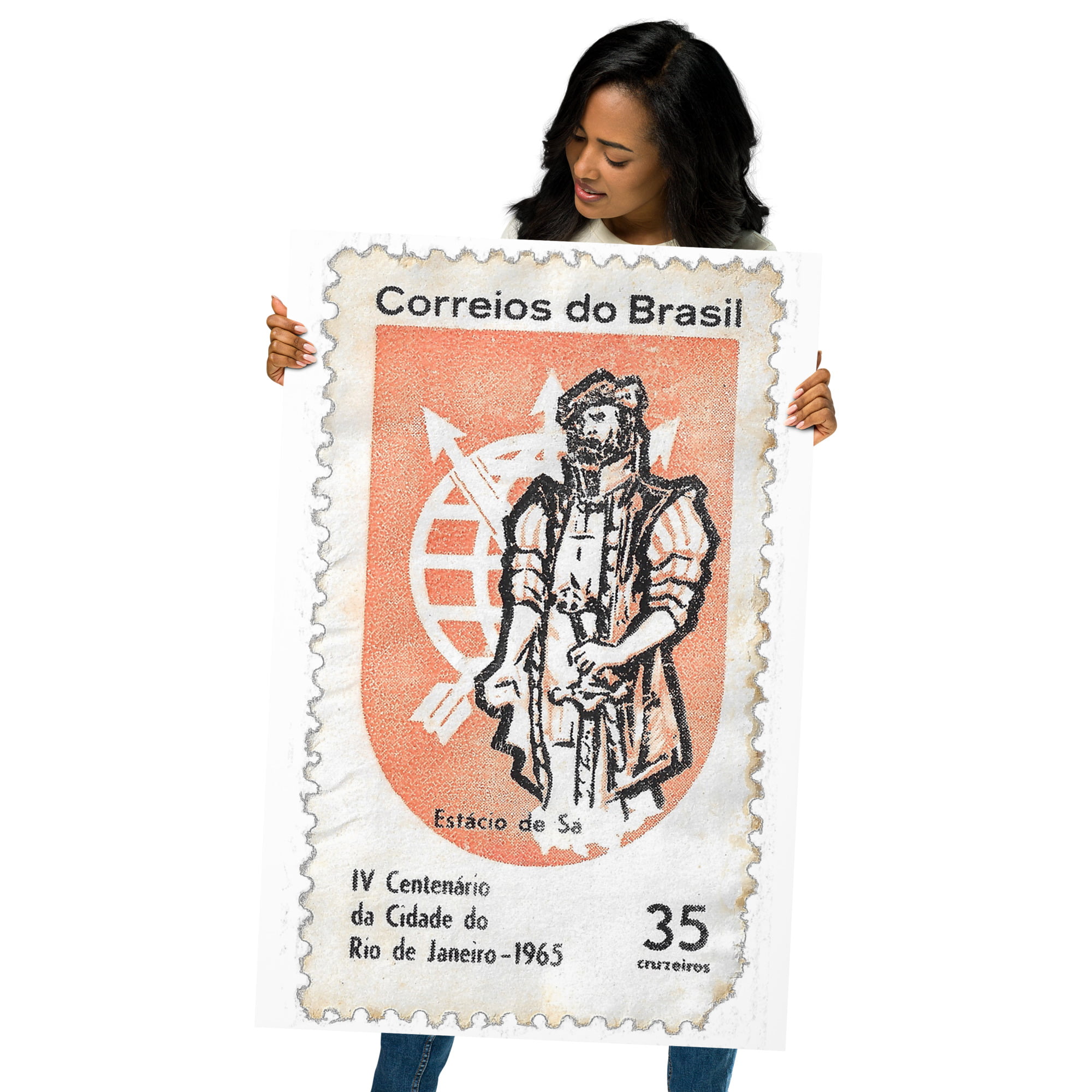 Vintage 1965 Correios do Brasil Stamp Poster - Image 7