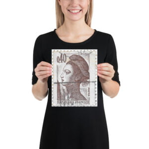 Vintage France Marianne Postal 04FE Stamp Poster