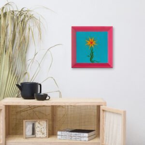 Pointed Sunflower Pink Frame Painting On Canvas