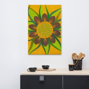Yellow Ochre Flower Painting On Canvas
